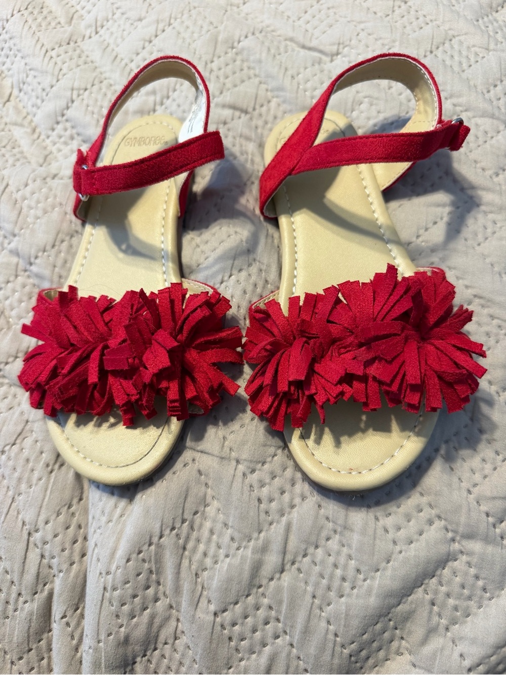 Gymboree Girls Red Pom-Pom Sandals size 2
